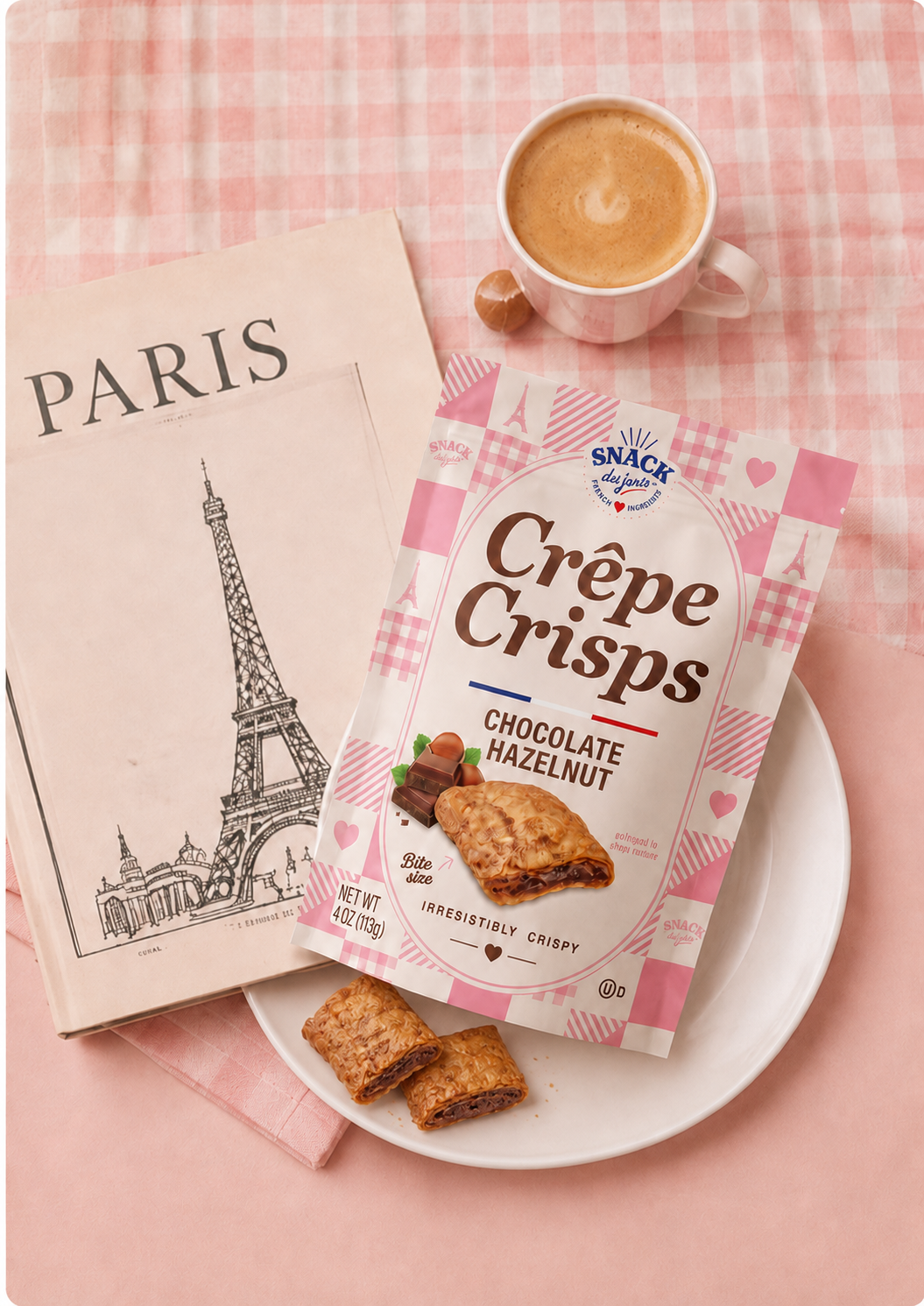 Snack du Jour Chocolate Hazelnut Crêpe Crisps pouch